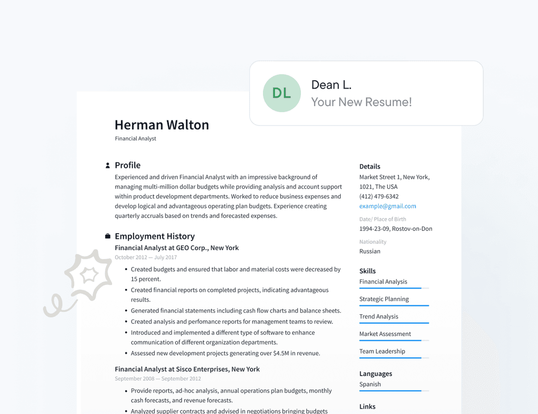 Receive your resume